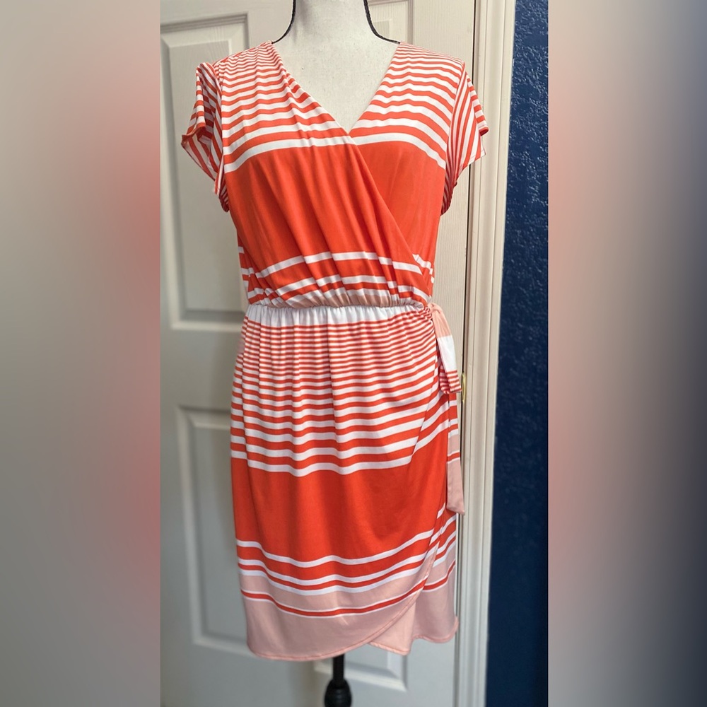 Covington Orange and White Striped Dress